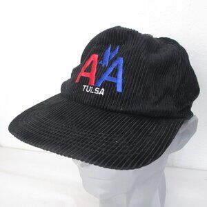 American Airlines Hat Vintage Tulsa Corduroy Black Snapback Cap Maintenance